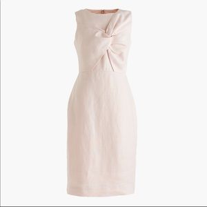 J Crew Linen Sheath Dress Blush Pink Twist Front